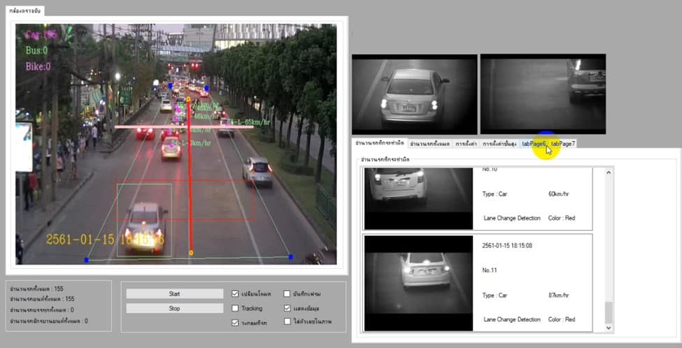 ระบบตรวจจับรถเปลี่ยนเลนในพื้นที่ห้าม